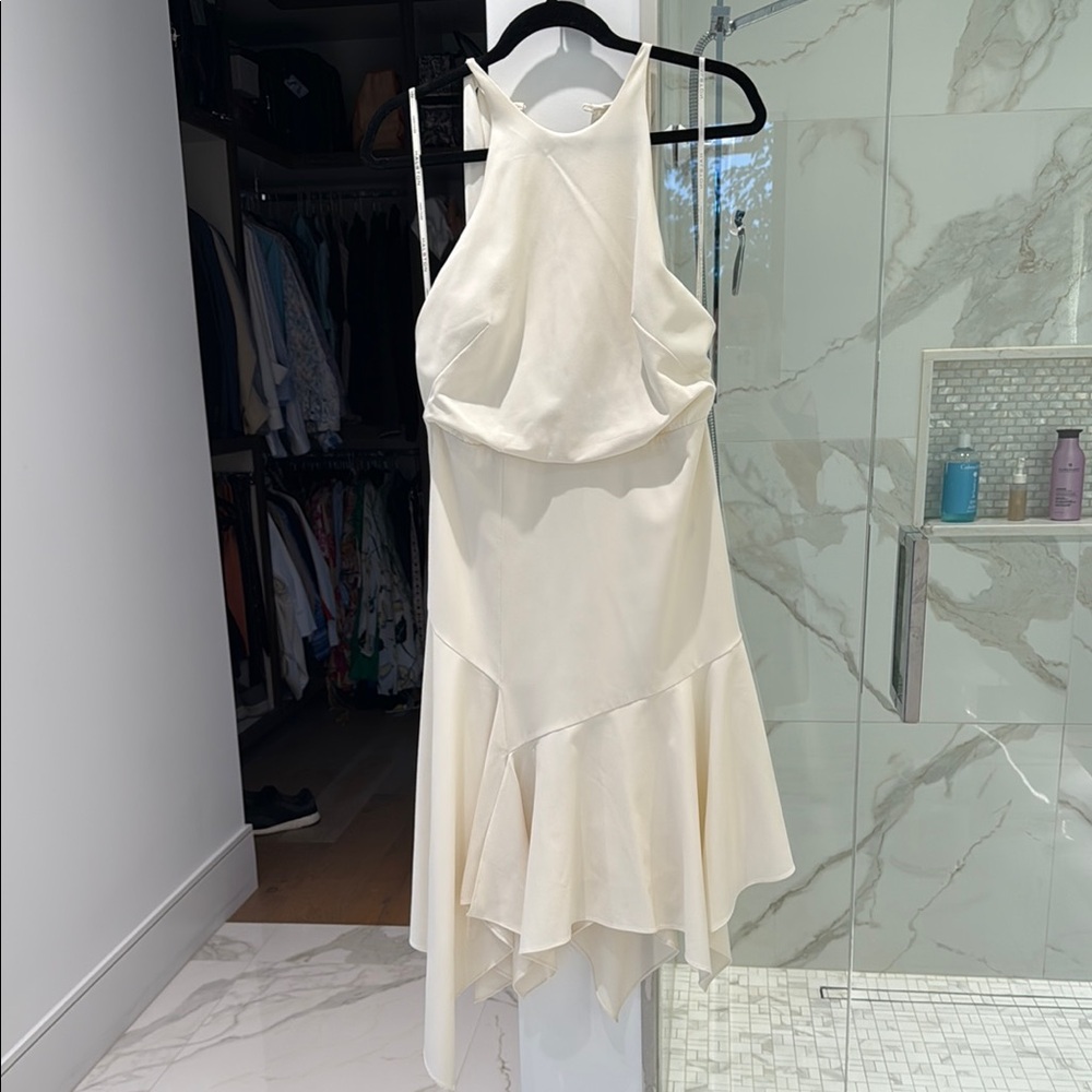 Halston Heritage Asymmetrical Cream Dress